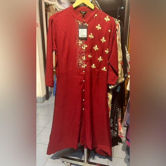 manoj Other - Embroidery kurta wine- colour Reyon